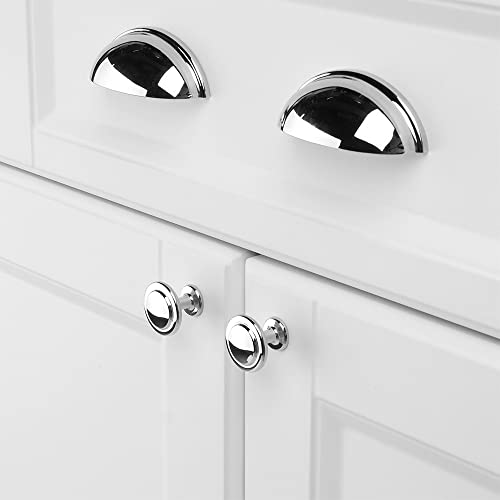 KOOFIZO 20 Pack Polished Chrome Cabinet Knobs Pull Round Single Hole 1960 - color: Polished Chrome, size: Knob 1 - 20Pcs, style: Round