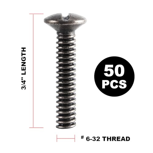 Henne Bery 3/4" Long 6-32 Thread, Oval Head Milled Slot Replacement Wall Plate Screws, 50 Pack, Heirloom Silver/Antique Nickel - color: Heirloom Silver, size: 3/4",50 Pack