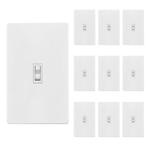 ENERLITES Toggle Light Switch with Screwless Wall Plate, Single Pole, White - color: White, size: Switch with Screwless Wall Plate