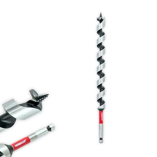 1" x 12" Auger Drill Bit for Wood, Hex Shank 3/8 Inch, 2-Flute Spiral, High Carbon Steel, 90 Degrees Cutting Angle, Silver Finish, Pack of 1 - size: 1 in, style: Length: 12"