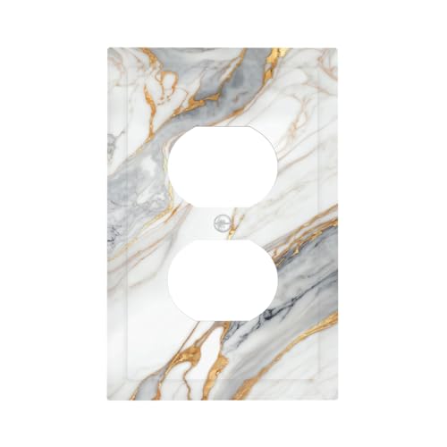 White Gray Gold Marble Outlet Covers Decorative Wall Plate - color: Outlet Covers