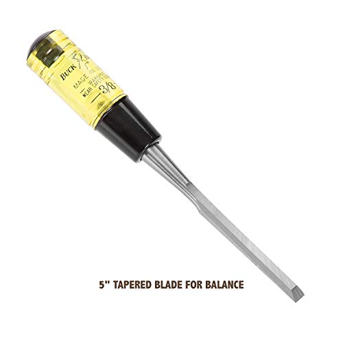 Buck Brothers 120102BC 3/8" Wood Chisel Made in USA, For Paring and Finishing Cuts in Carpentry and Woodworking, Tempered Tool Steel Blade, Mallet-Safe Handle - size: 3/8"