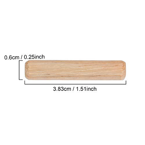 ZOENHOU 1000 PCS 6mm x 1 1/2‘’ Wooden Dowel Pins, Straight Dowel Rods Made of Hard Wood, Fluted Wood Dowel Plugs with Beveled Ends Tapered for Easy Insertion, Accessory Kit for Woodworking Furniture - size: 6mm x 1 1/2‘’