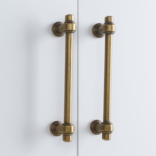 10 Pack Antique Brass Cabinet Pulls 5 Inch(128mm) Kitchen Cabinet Handles Cabinet Hardware for Drawer Pulls - color: Antique Brass, size: 5" Hole Center(128mm)