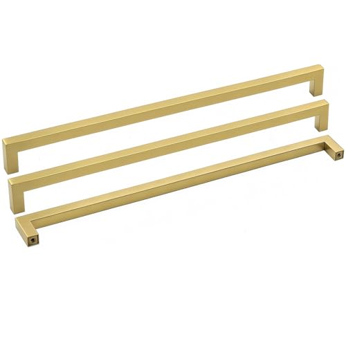 Goldenwarm 10 Pack 18 Inch Gold Cabinet Handles Brushed Gold Cabinet Pulls - color: Gold, size: 18in hole centers
