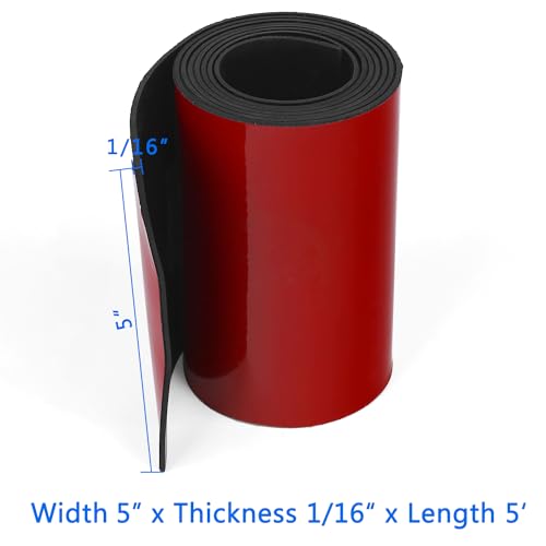 WochiTV Adhesive Solid Rubber Strips, 5" Wide x 1/16" Thick x 60" Long Self Stick Black Neoprene Rubber Rolls Perfect for DIY Insulation Cushion Gasket, Sealing, Liner, Weather Striping - size: 5" W X 60" L, style: 1/16" Thick Adhesive