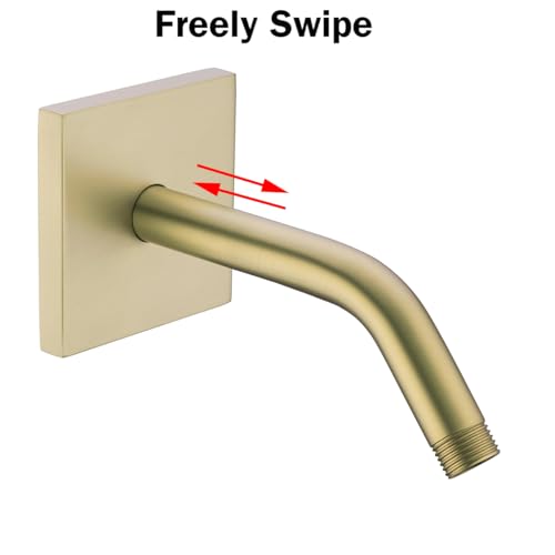 RANDOM Shower Arm with Flange,Gold 6 Inches Wall Mount Angle Shower Head Extension Arm For Fixed Shower Head Stainless Steel,Brushed Gold.RD-91018-6BG-SQ - color: 6″ Brushed Gold(Square Flange)