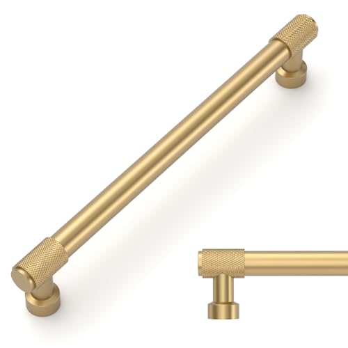 Amerdeco 10 Pack Champagne Bronze Knurled Cabinet Pulls 7 Inch(177.8mm) Hole Center Kitchen Cabinet Handles Drawer Pulls Cabinet Hardware ZH034 - color: Champagne Bronze, size: 7"/177.8MM Hole Center