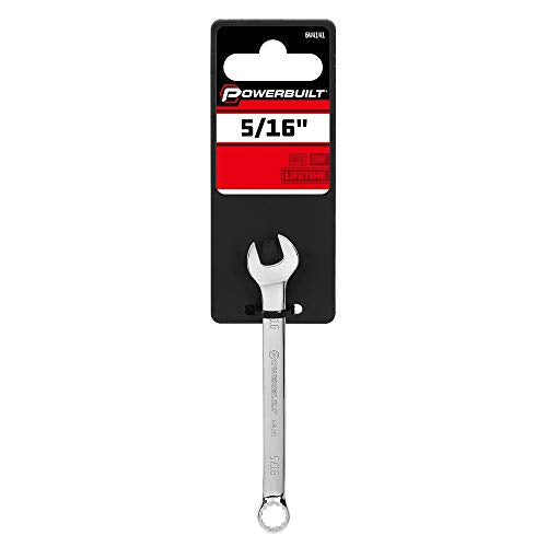 Powerbuilt 5/16-Inch SAE Combination Wrench, 12 Point Double Ended Box and Open End, 15 Degree Offset Polished - 644141 - size: 5/16"
