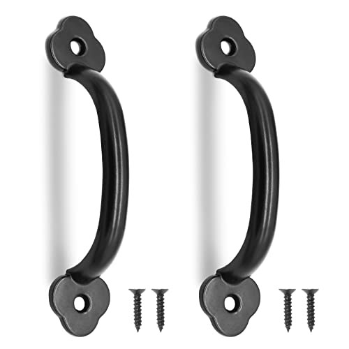 Piutouyar 12 Pcs Barn Door Handles, 3.2 in Hole Center Gate Handle, Black - color: Black, size: 4 Inch