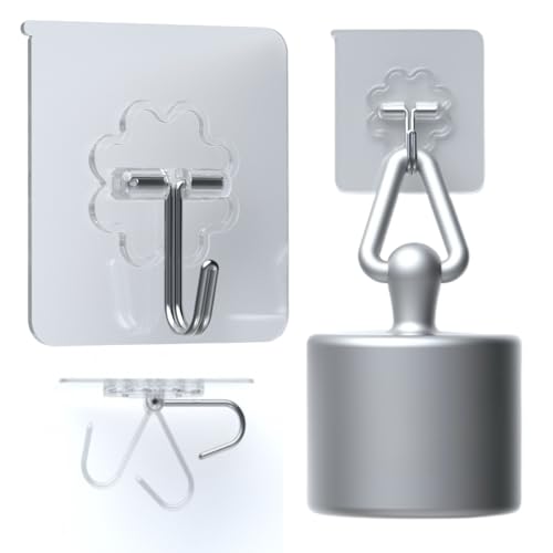 DDMY Adhesive Wall Hooks Heavy Duty 50LB Clear Hook 24 Pack for Hanging - color: Transparent, size: 24 Pieces