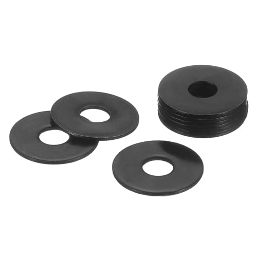 uxcell 75Pcs M4 304 Stainless Steel Flat Washers, ID 4mm, OD 14mm, Thickness 0.8mm Round Metal Washers for Screws Bolts, Outdoor Construction, Black - size: M4*14*0.8mm
