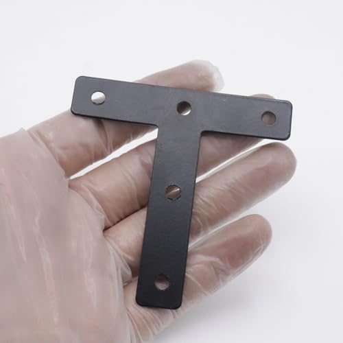 20-Pack Steel T-Shape Mending Plate Corner Brace 3.15 Inch for Wood - size: T Black 80x80 mm