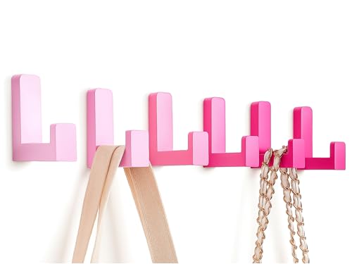 Teenyyou 6 Pcs Cute Kids Wall Hooks Adhesive for Backpack Pink Mixed Color - color: Pink Mixed Color