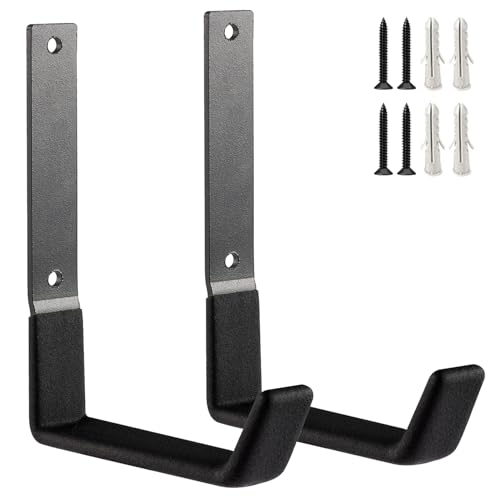 Heavy Duty Wall Hooks, Utility Hooks, Tool Organizer - Large Steel U Hooks for Garage & Garden, Hose Hanger (2 Pack) - size: Large