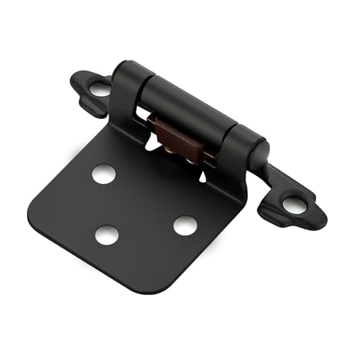 Matte Black Cabinet Hinges, 1/2 Inch Overlay, 10 Pack(5 Pairs) | Self-Closing Design, Semi-Concealed Face Frame Fit, Surface Mount, For Kitchen Doors, Cabinets, Hardware Updates - color: Matte Black
