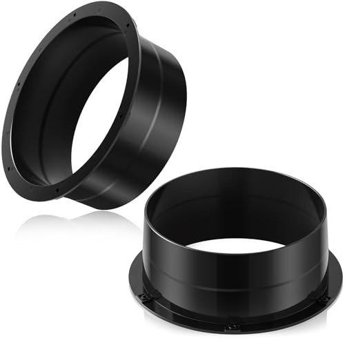 2 Pcs Duct Connector Flange 5 Inch Plastic Straight Pipe Flange Black Duct Reducer Dryer Vent Connector for Heating Cooling Grow Tent Bathroom Kitchen Ventilation System - size: 5 Inch