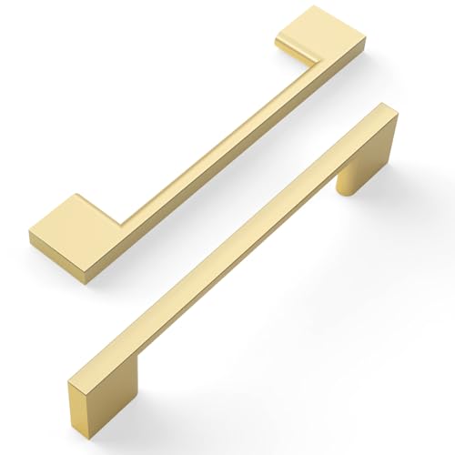 Amerdeco 10 Pack Brushed Gold Cabinet Pulls 5" - color: Brushed Gold, size: 5" hole center
