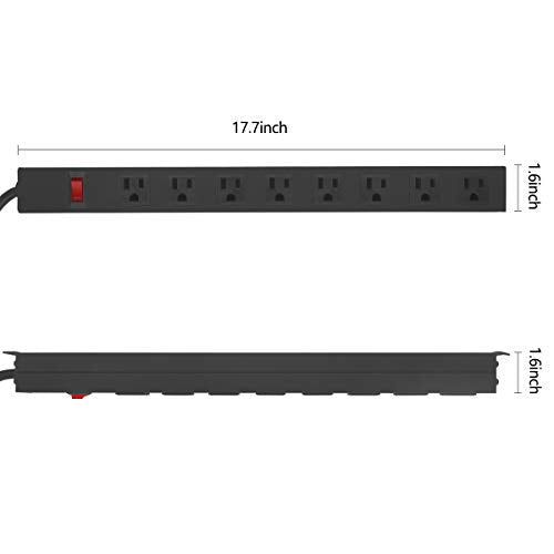 HHOSET Heavy Duty Long 8 Outlets, 14AWG Extension Cord, Black, 3FT, 1 - size: 3ft
