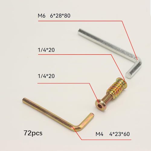 36pcs 1/4-20 x 3/4" Furniture Screw Nut Threaded Wood Insert, 36pcs 1/4-20 x 19/32" Wood Inserts Bolt Fastener Connector Hex Socket Drive Screw-in Nuts with Hex Spanner - size: 36pcs