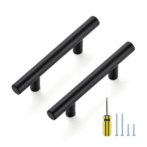 Ravinte Matte Black Cabinet Handles,Round T Pulls,3 Inch,30 Pack - color: Matte Black, size: 3 Inch Hole Center