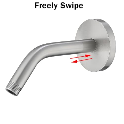 RANDOM Shower Arm with Flange, 6 Inches Brushed Nickel Wall Mount Angle Shower Head Extension Arm Wall-Mounted For Fixed Shower Head.RD91018-6BN - color: 6″ Brushed Nickel(Round Flange)