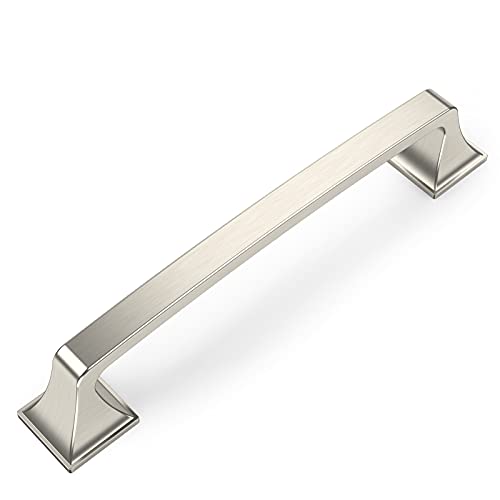 Amerdeco 10 Pack Brushed Satin Nickel 5 Inch(128mm) Hole Centers Kitchen Cabinet Pulls Hardware Kitchen Handles for Cabinets Cupboard Handles Drawer Pulls - color: Brushed Satin Nickel, size: 5" hole center