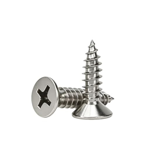 #4 Flat Head Phillips Wood Screws 150Pcs, 304 Stainless Steel, 3/8" - color: Sliver, size: #4 x 3/8''-150pcs