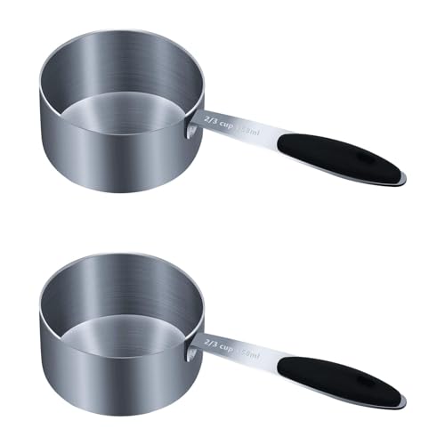 2PCS 2/3cup(158ml) Measuring Cup, Stainless Steel Measure Scoop - size: 2/3cup