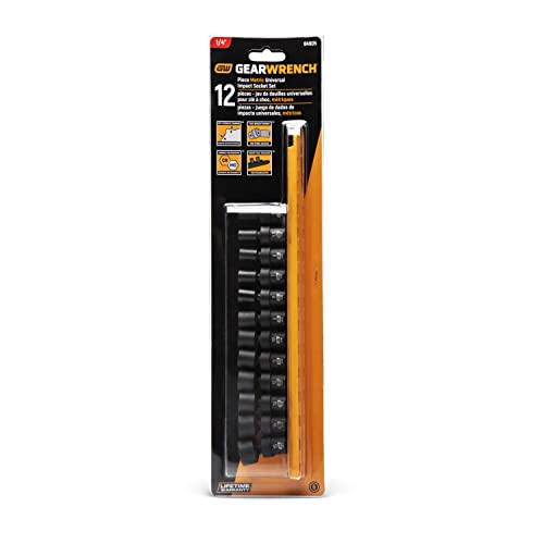 GEARWRENCH 12 Piece 1/4" Dr 6 Pt Universal Impact Metric Socket Set | 84905 - style: 12-piece kit