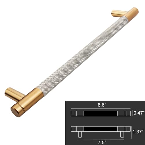 30 Pack 7 1/2 Inch 192 mm Bronze and Nickel Cabinet Handles Cabinet Pulls Aluminum Handles Knurled Drawer Pulls Oxidation Finish with Diamond Pattern 8.6" Length (7.5" Hole Center) - color: PBronze and Nickel, size: 7 1/2 Inch
