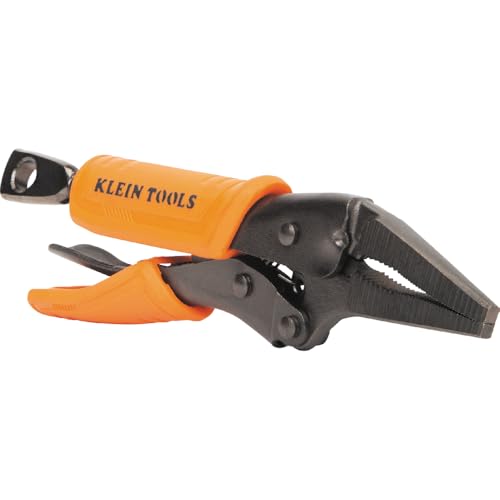 Klein Tools 38610 Locking Plier, Long Nose with Lever Release Handles, High Torque, Ideal for Tight Spaces, 4-Inch - style: 4-In Long Nose
