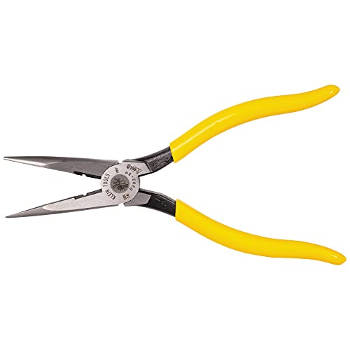 Klein Tools D203-8N Needle Nose Pliers and Wire Stripper, Long Nose Side Cutters with Wire Striping Hole, Heavy Duty Alligator Pliers, 8-Inch - style: Side Cutting/Wire Stripping