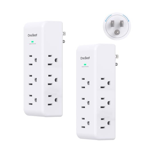 2 Pack Surge Protector Outlet Extender Rotating Plug, 9AC Multi Plug Outlet - color: White, size: 9AC, 2 Pack