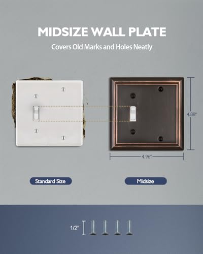 Switch Plates Outlet Covers, 1-Pack Metal Wall Plate, Aged Bronze - color: Aged Bronze, size: 1 Toggle/1 Blank 1PK