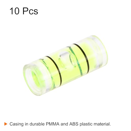 HARFINGTON 10pcs Small Cylindrical Bubble Level Vials 5x12mm PMMA Mini Horizontal Bubble Spirit Level Measuring Layout Tools for RV TV Picture Frame Hanging Tool Leveler - size: 5x12mm