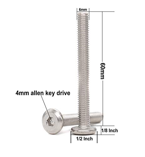 10pcs M6 x 60mm Rivet Countersunk Socket Cap Bolts Screws Connecting 304 Stainless Steel - size: 10pcs M6 x 60mm