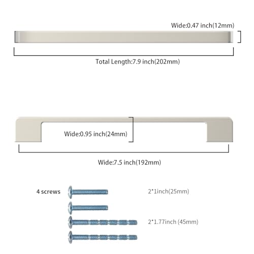 Brushed Satin Nickel Cabinet Pulls and Handles, 7.5 Inch, 10 Pack - color: Brushed Satin Nickel, size: 7.5"/192MM Hole Center