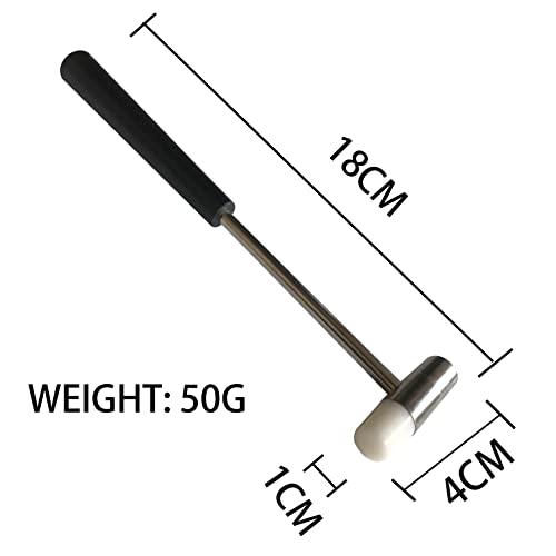 Dual Head Small Hammer, 7 Inches, Plastic Head and Metal Head, Black Plastic Grip, Double face Jewelry Mallet, Mini Hammer for Watch, Tuning, Woodworking, Toys, DIY, Leather, Instruments - style: 18CM -BLACK HANDLE-2PACKS