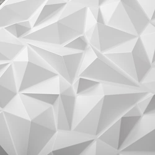 Art3d Textures 3D Wall Panels White Diamond Design for Interior Wall Decor Pack of 12 Tiles 32 Sq Ft (PVC)