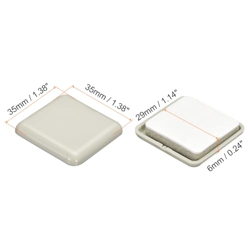 uxcell Furniture Sliders, 4Pcs 1 3/8" - Plastic Self-Adhesive Square Sliding Pads, Chair Glides for Carpeted Tile Vinyl Hardwood Floors (Grey) - size: 1 3/8"