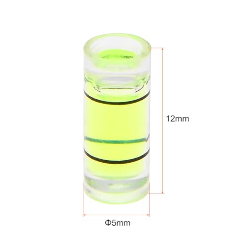 HARFINGTON 6pcs Small Cylindrical Bubble Level Vials 5x12mm PMMA Mini Horizontal Bubble Spirit Level Measuring Layout Tools for RV TV Picture Frame Hanging Tool Leveler - size: 5x12mm