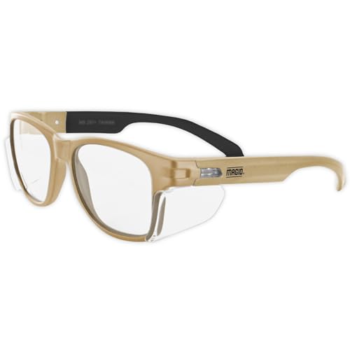 MAGID Gemstone Y50 Performance Anti-Fog Safety Glasses with Side Shields - color: Clear Lens | Coyote Tan, size: 48 Pairs