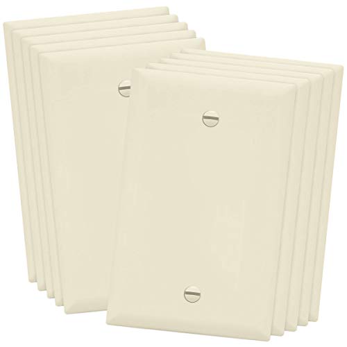 ENERLITES 10 Pack Mid-Size Blank Wall Plate Cover, 1-Gang, Light Almond - color: Light Almond, size: Mid-Size