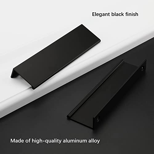 Rergy 10 Pack 5" Cabinet Pulls Black Finger Pulls for Cabinets - color: Black, size: Hole Center: 5in(128mm)