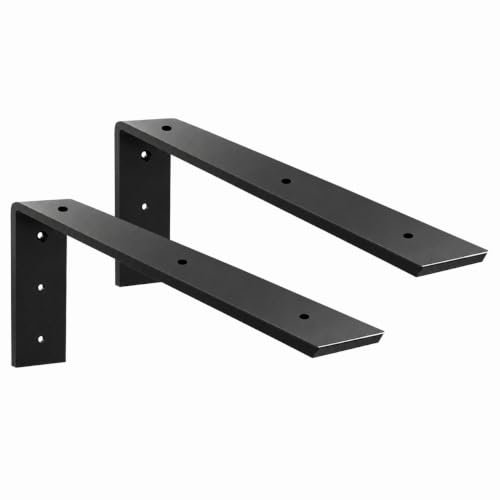 WINKER Countertop Support Bracket 2 Pack Heavy Duty 3/8" Thick Hidden L Shelf Bracket 12" x 6" x 2.5" Metal Corbels for Quartz/Granite/Wood/Concrete/Laminate Countertops, Black - size: 12″x6″x2.5″-3/8" thick, style: Black-2Pack