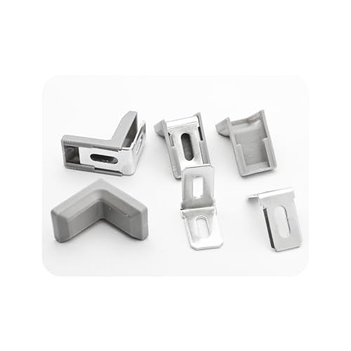 30PCS 90 Degree L Shape Metal Corner Brackets Gray Plastic Cover Right Angle Brace for Shelf Cabinet Chair Furniture, 1.1x1.1x0.7 with Screws - size: Gray