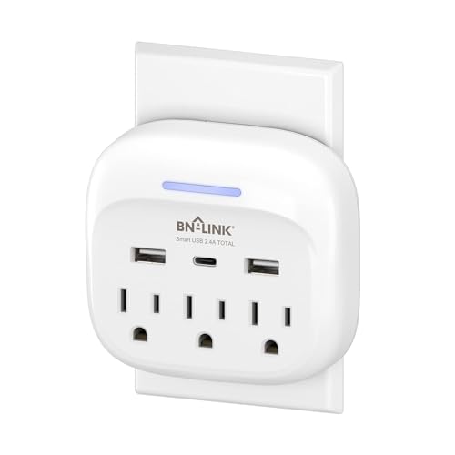 BN-LINK Multi Plug Outlet Extender with USB, Surge Protector Outlet with 3 AC Outlet Splitter and 3 USB Ports (1 USB C), Multi Plug Wall Outlet for Dorm, School, Travel, Office, Home, Travel, 1 Pack - size: 3 Outlets(USB)