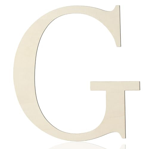12 Inch Large Wooden Letters G for Wall Decor Unfinished Wood Letter Cutout | Paintable Alphabet Letter for DIY Wood Crafts Project 1/5 Inch Thick Cutouts Birthday Wedding Party Home Name Sign Decoration - color: G
