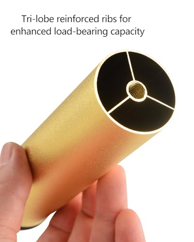 4 Pack Gold Furniture Legs 3 Inch Dresser Support Feet Metal Cabinet Adjustable Legs Replacement M8 Screw in Aluminum Alloy Cylinder Couch Risers - color: Gold, size: 3 inch(4pcs)